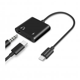 Naztech Black USB-C + 3.5mm Audio + Charge Adapter