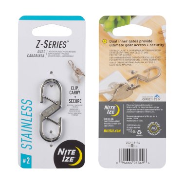 Nite Ize S-Biner Dual Carabiner #2 - Stainless Steel, Snap-Hook Key Ring, Secure Stainless Steel Construction